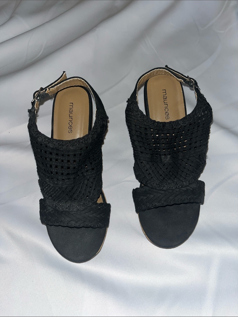 Maurices Black Braided Woven Slingback Sandals